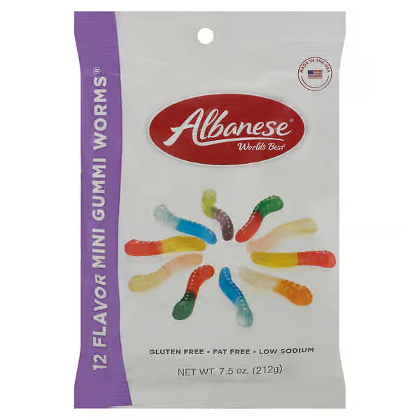 Albanese Fat-Free Gluten-Free 12 Flavor Mini Gummi Worms