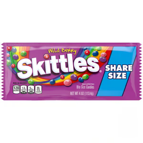 Skittles Chewy Wild Berry Candies Bag Share Size