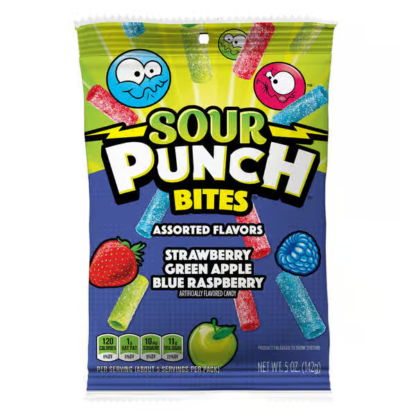 Sour Punch Bites Assorted Flavor Candies Bag