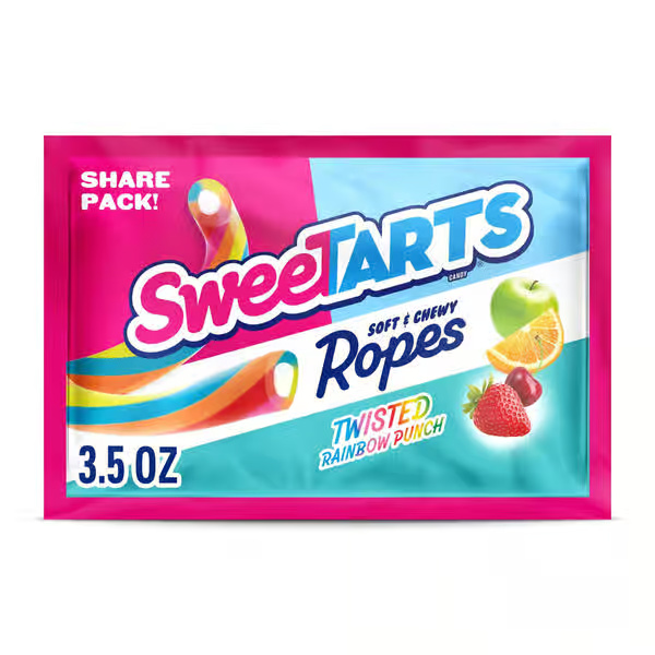 SweeTarts Twisted Rainbow Punch Soft & Chewy Ropes Candy Share Pack