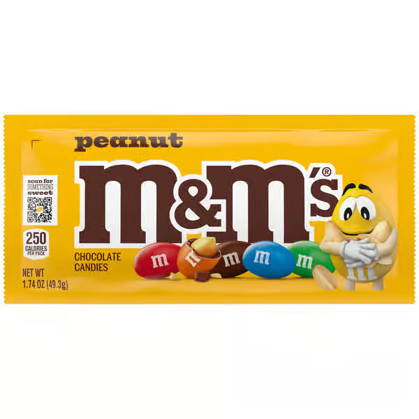 M&M's Peanut Milk Chocolate Covered Candies Pouch Full Size