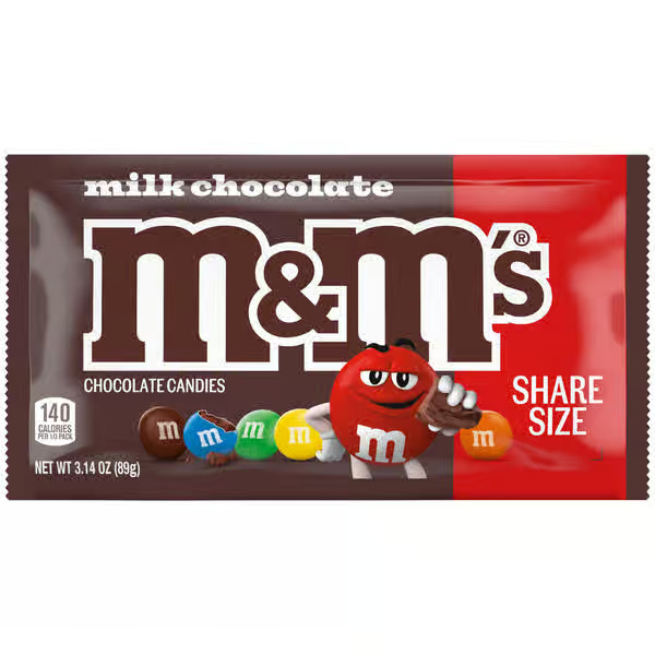 M&M's Milk Chocolate Candy Bag Share Size