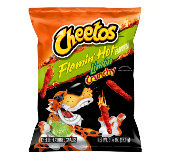 Cheetos Flamin Hot Crunchy Limon Cheese Flavor Snacks Bag