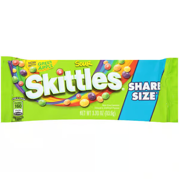 Skittles Sour Candies Bag Share Size