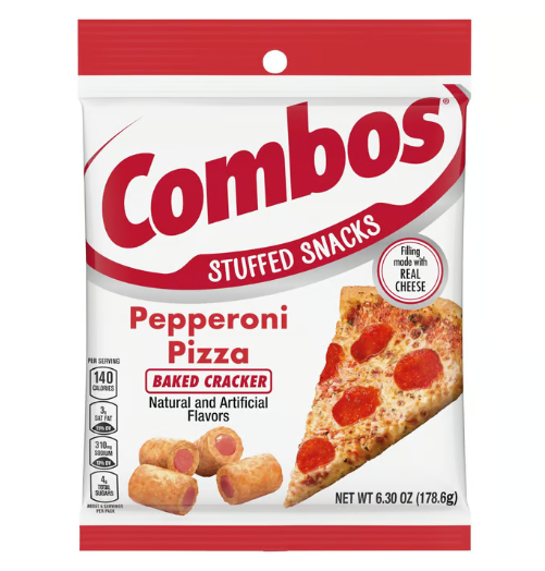 Combos Stuffed Snacks Pepperoni Pizza Baked Crackers