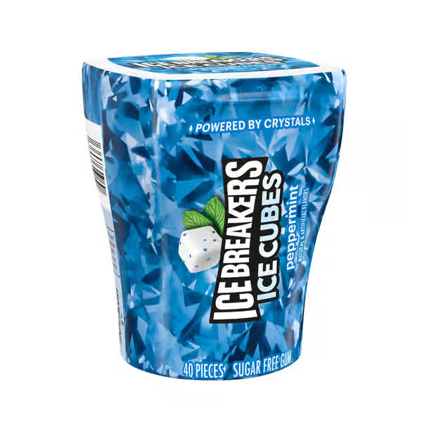 Ice Breakers Sugar Free Ice Cubes Peppermint Gums Canister