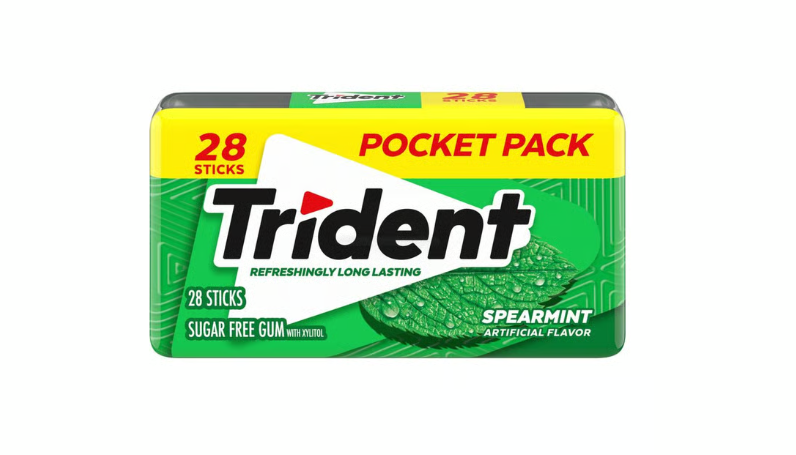 Trident Sugar Free Spearmint Flavored Gum Pocket Pack