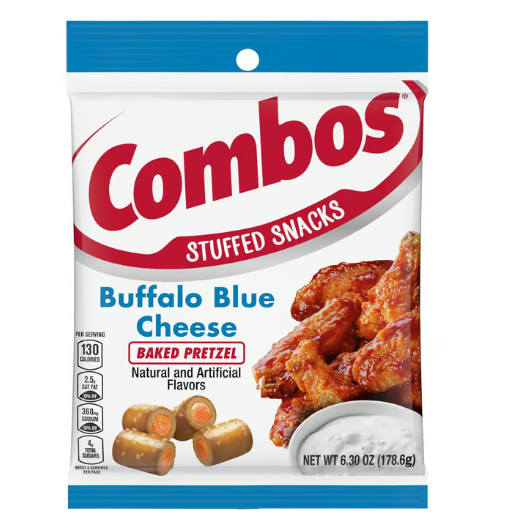Combos Buffalo Blue Cheese Baked Pretzels Stuffed Snacks