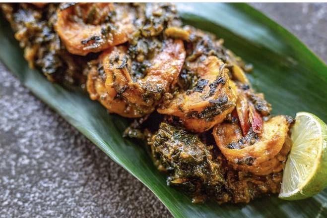 Jumbo Shrimp with Spinach and Coconut Cream
