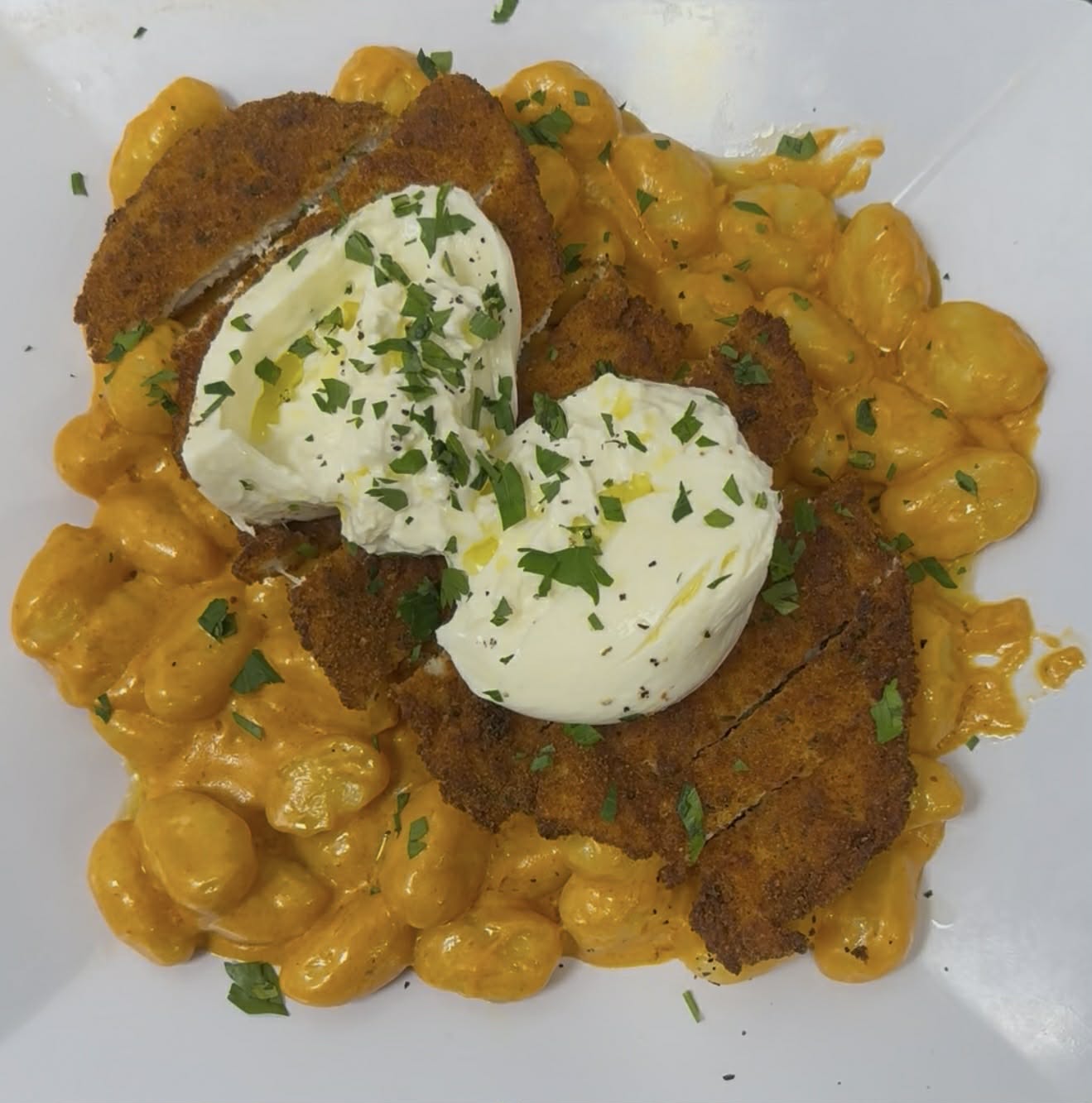 Burrata Vodka chicken gnocchi
