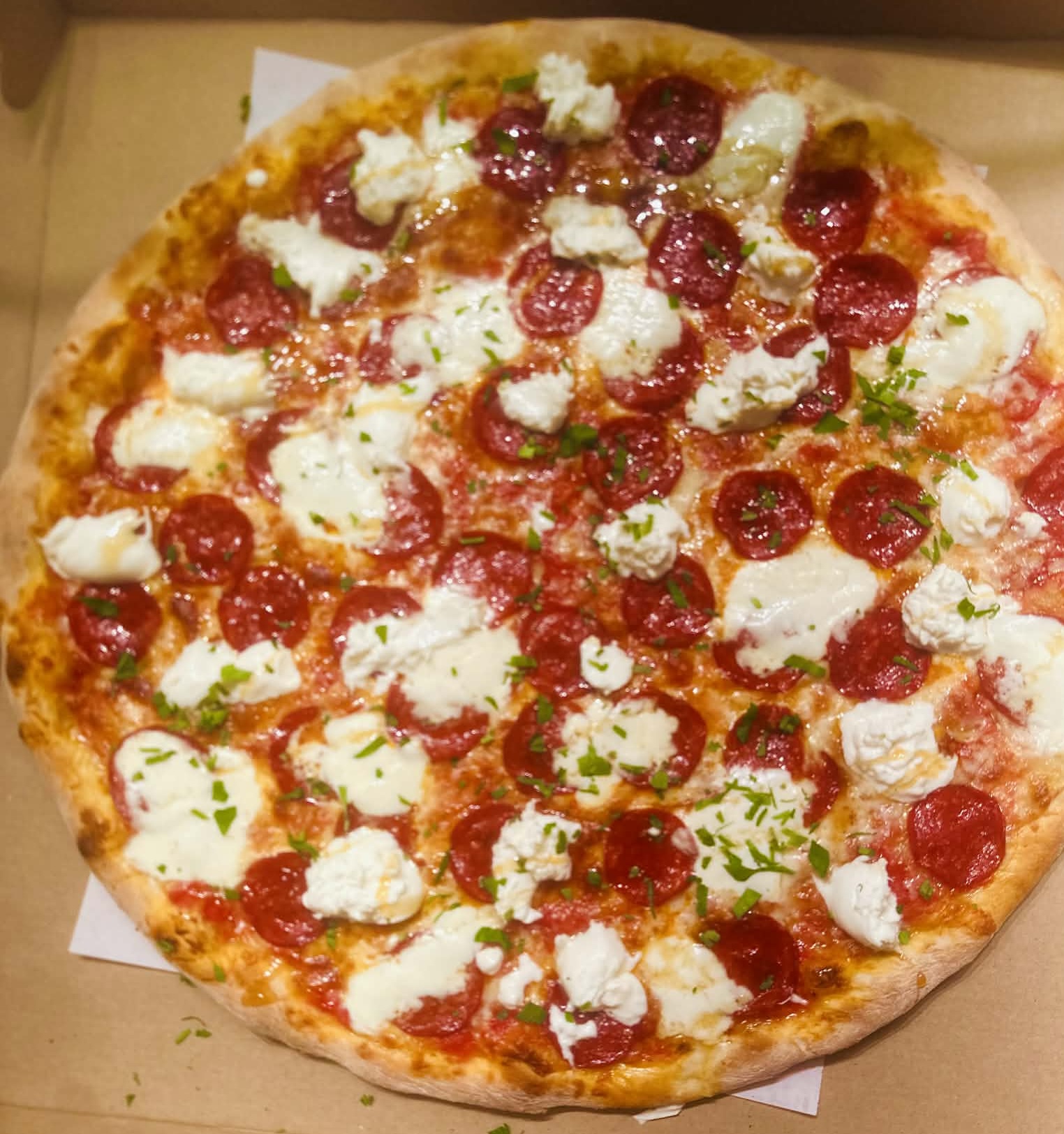 Burrata Hot Honey Pepperoni Pie